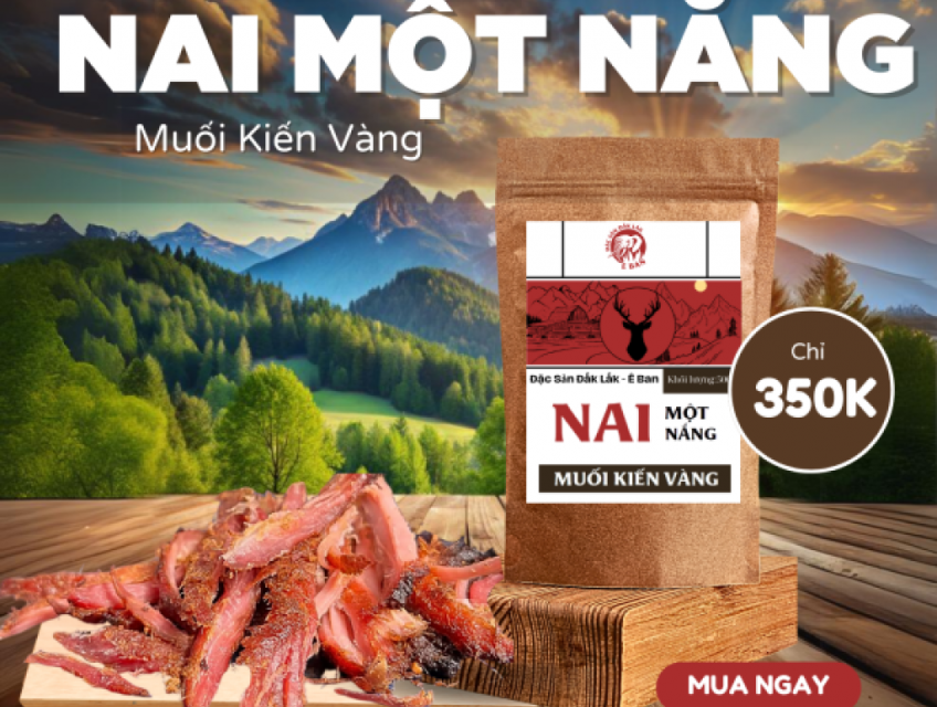 Thịt Nai Một Nắng Muối Kiến Vàng - Tinh hoa ẩm thực Tây Nguyên
