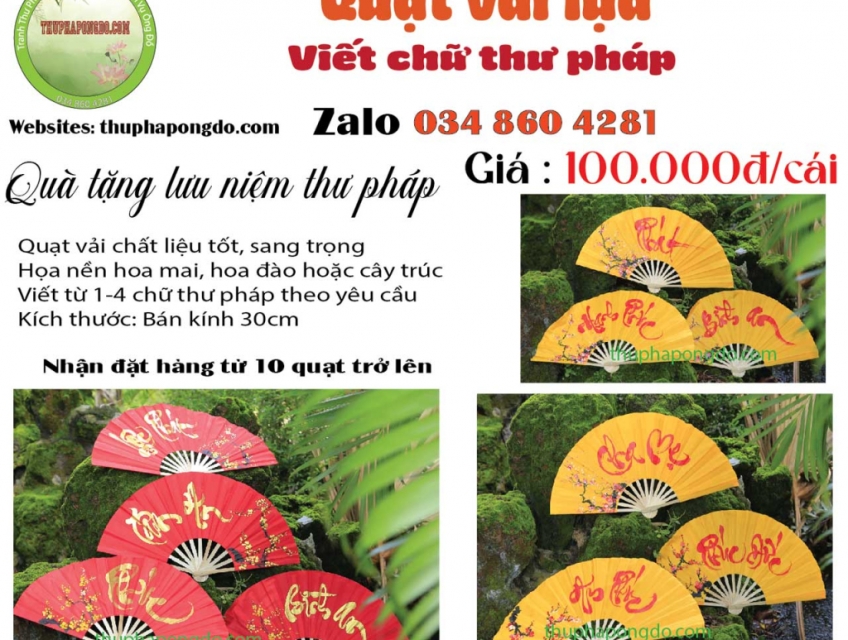 Viết chữ thư pháp lên quạt