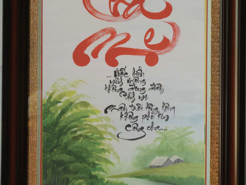 Tranh thư pháp chữ Cha Mẹ