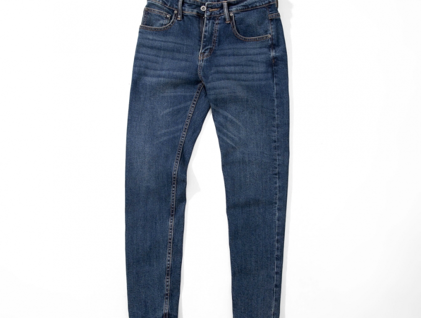 Quần jean Defoxx slim co giãn nhẹ xanh wash 250903