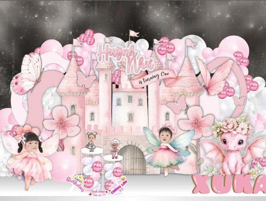 Mẫu trang trí thôi nôi màu hồng