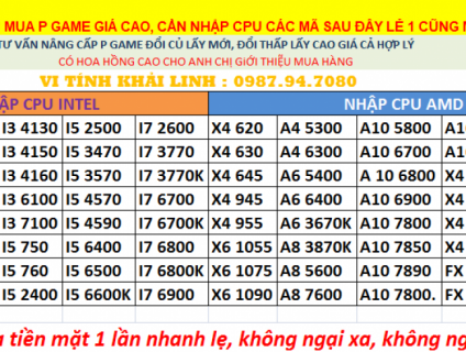 Thu Mua P Game Giá Cao Cần Nhập CPU số lượng : 0987.94.7080