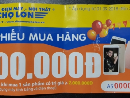 Phiếu giảm giá 500k tại Siêu thị điện máy Chợ Lớn.