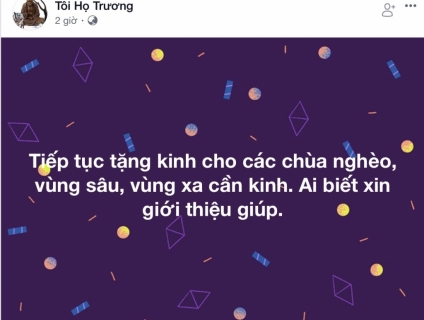 Tặng kinh cho các chùa nghèo, vùng sâu, vùng xa