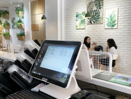 Combo máy tính tiền cảm ứng cho quán nước mát rau má ở Vĩnh Long