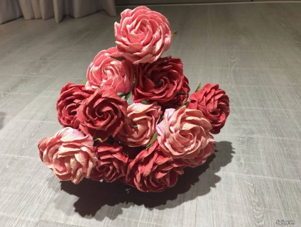 Thanh lý bó hoa giấy nhún viền kẽm 17 bông ET 23h00 14/10/19