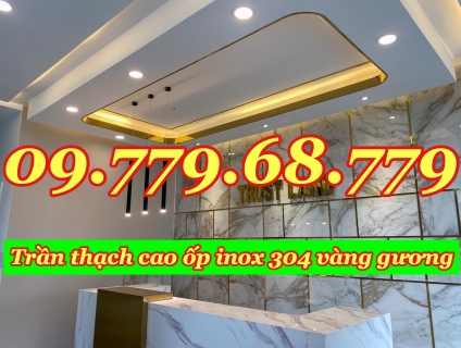 Trần inox - Trần ốp inox - Trần thạch cao ốp inox - Trần bọc inox