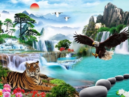 Gạch tranh trang trí con hổ