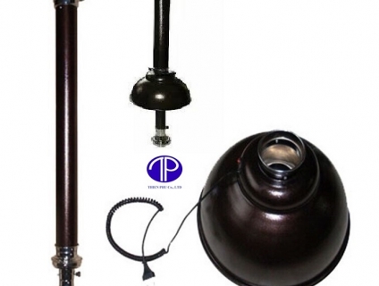 Ống hút khói bếp nướng màu cafe kèm chao đèn