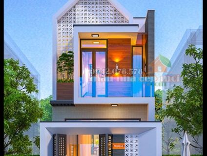 Nên chọn mẫu nhà phố 2 tầng mái dốc để xây cho lô đất rộng 5m