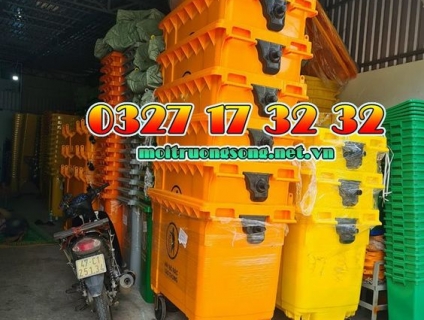 Thùng rác nhựa 660 lít hdpe 4 bánh xe giá rẻ mua ở đâu