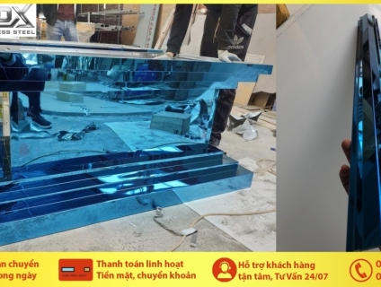 Inox gương xanh dương trang trí karaoke