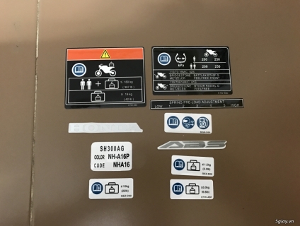 Bán tem thông số sh300i 2014 - 2020 , sh150i nhập ý 2006 - 2012