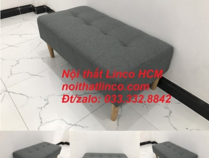 Ghế sofa đôn nhỏ mini xám đen giá rẻ dài 1m Nội thất Linco Tphcm