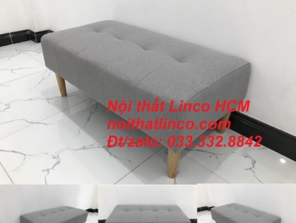 Ghế đôn sofa xám ghi trắng vải nhỏ gọn giá rẻ Nội thất Linco HCM Tphcm