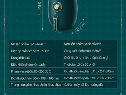 Nồi chiên không dầu thương hiệu bear.