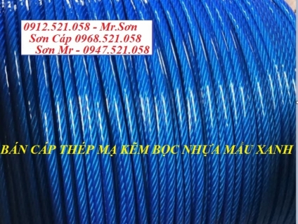 Cáp thép bọc nhựa màu xanh 8 ly,màu đỏ 3 ly,4 ly -10 ly,màu vàng 8 ly