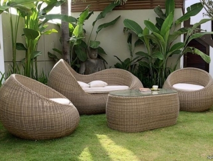 Bàn ghế mây tre đan ngoài trời
