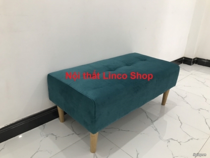 Ghế đôn sofa chữ nhật màu xanh ngọc vải nhung tại Hà Nội