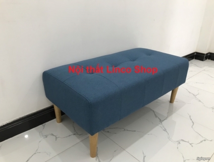 Ghế đôn sofa chữ nhật 1mx50 màu xanh dương vải bố giá rẻ tại Đồng Nai