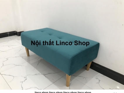 Ghế đôn chữ nhật xanh ngọc vải nhung 1mx50 giá rẻ tại An Giang