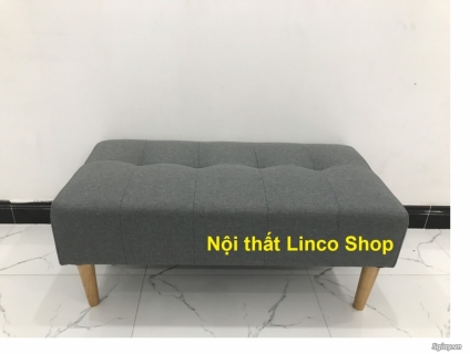Ghế sofa đôn chữ nhật màu xám đen vải bố giá rẻ tại Long An
