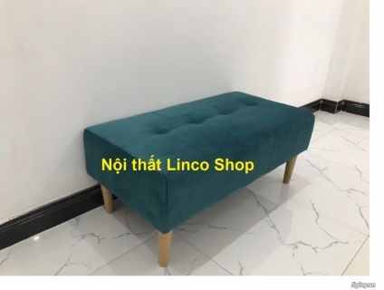 Ghế sofa đôn chữ nhật 1mx50 xanh ngọc nhung giá rẻ tại Đà Nẵng