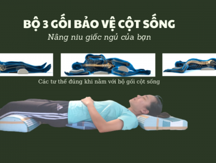 bộ 3 gối bảo vệ cột sống cổ,gối kê bảo vệ thắt lưng, gối kê chân