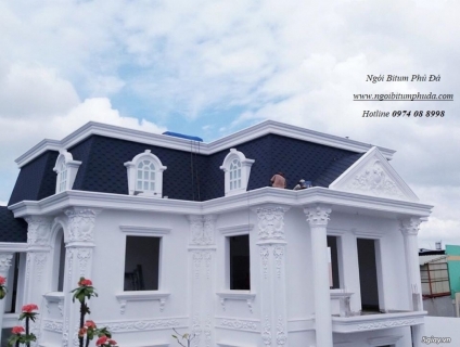 Ngói bitum phủ đá dán mái bê tông, ngói bitum giả đá