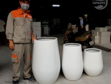 Chậu composite dáng tròn bầu Kingpot