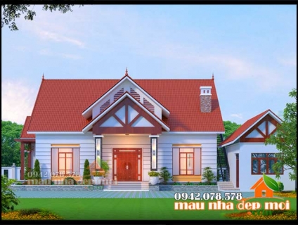 Mẫu nhà cấp 4 mái thái 4 phòng ngủ kiến trúc đẹp ở nông thôn.