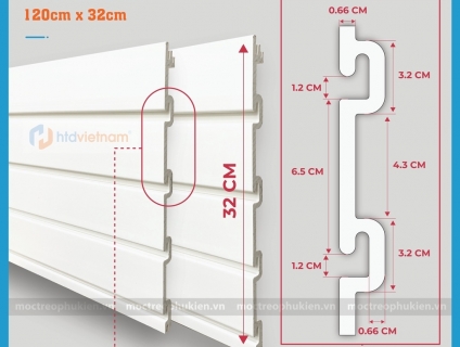 Tấm rãnh nhựa PVC cài móc treo hàng trưng bày