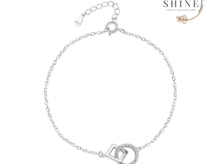 Lắc tay bạc SHINESLIVER mặt kết hình vuông tròn