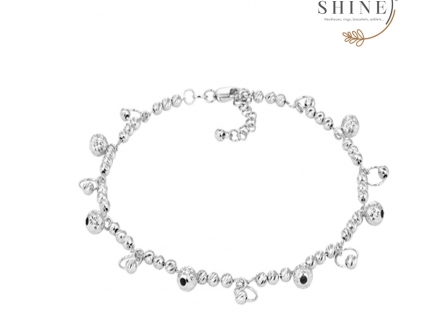 Lắc chân bạc Shine hoa hồng đính đá