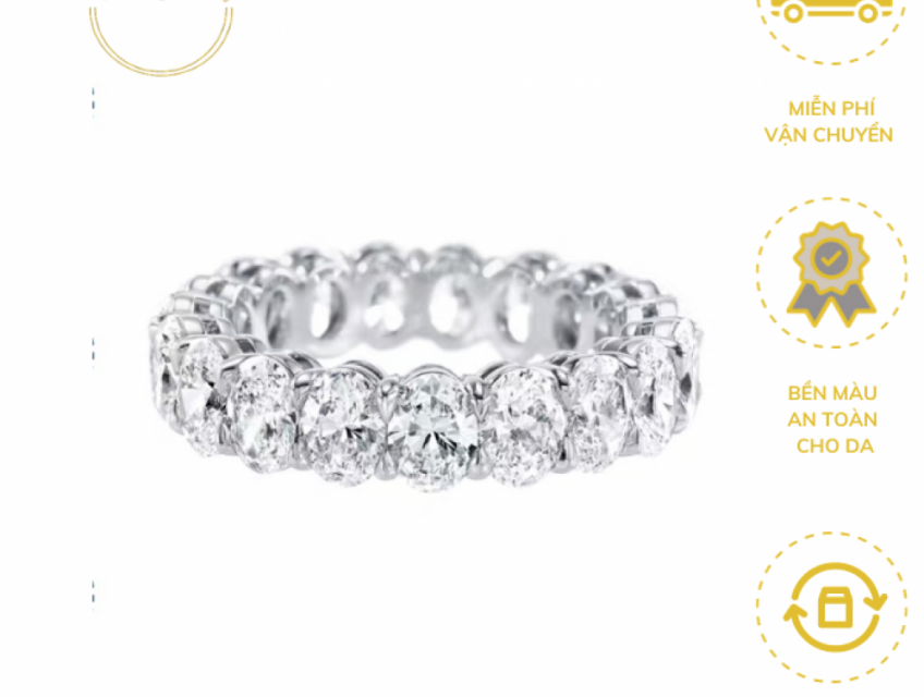 Nhẫn bạc nữ đính full đá, trang sức nhẫn đá nữ LUXJEWELRY