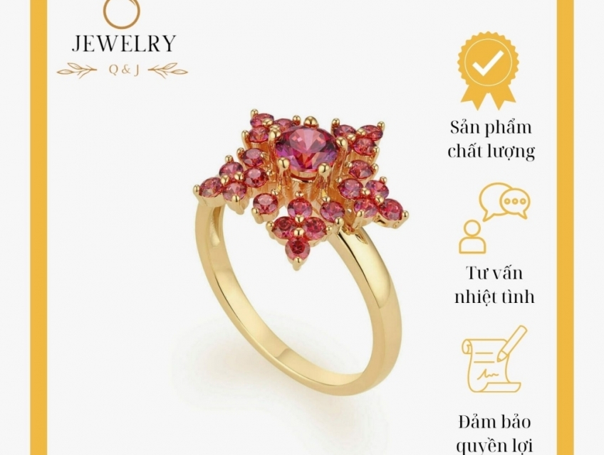 NHẪN CƯỚI VÀNG 24K ĐÍNH ĐÁ RUBY – R331.05