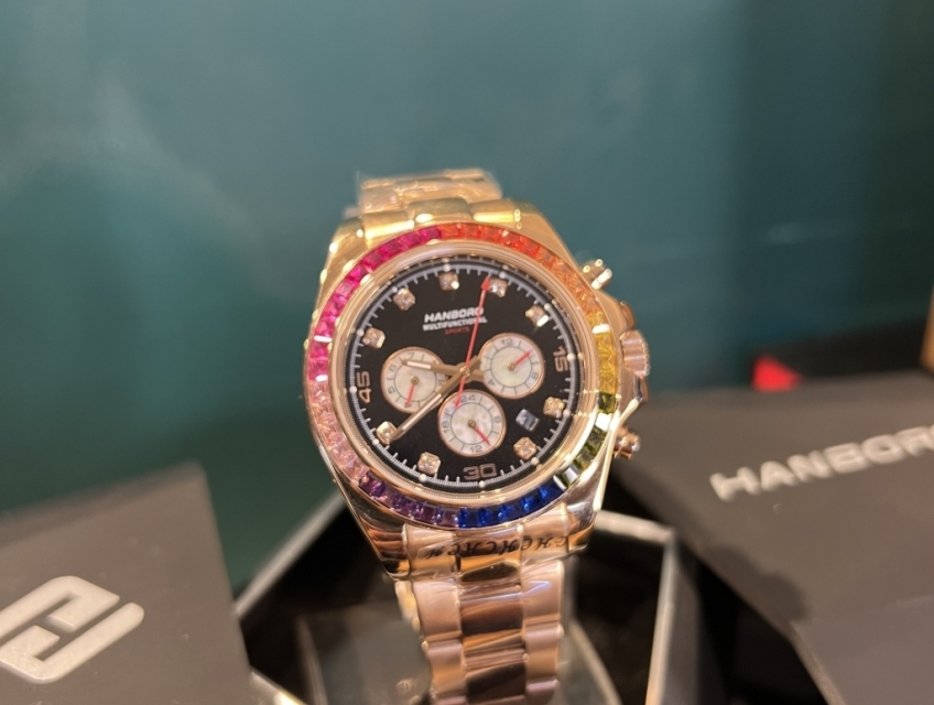 Đồng hồ Hanboro automatic Crystal bezel 42mm