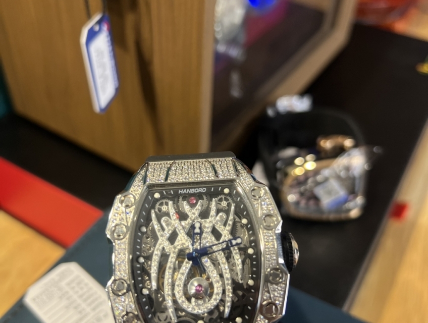 Đồng hồ nam c Hanboro by Huboler mặt nhện đính đá