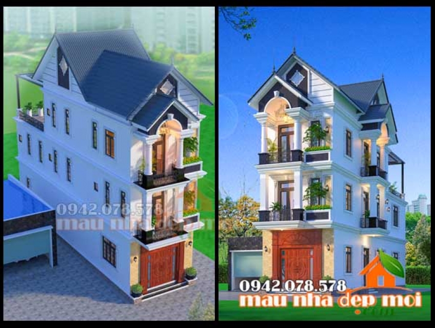 Biệt thự 3 tầng tân cổ điển 5x19m sở hữu vẻ đẹp sang trọng tinh tế