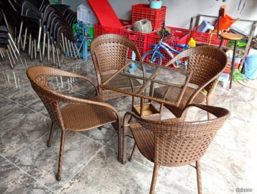 Bộ bàn ghế cafe nhựa giả mây