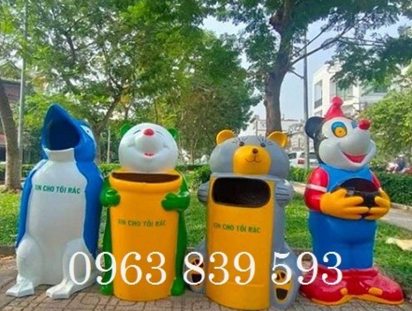 Thùng rác hình thú nhựa Composite, thùng rác công viên / 0963.839.593
