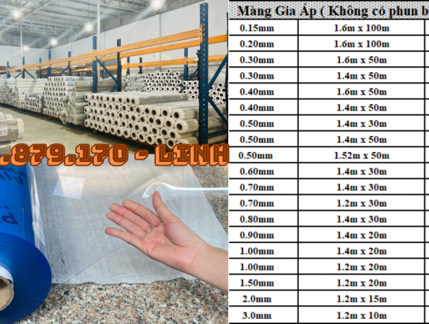Cần Bán Màng Nhựa PVC Dẻo Trong Suốt Giá Rẻ tại Tp.HCM