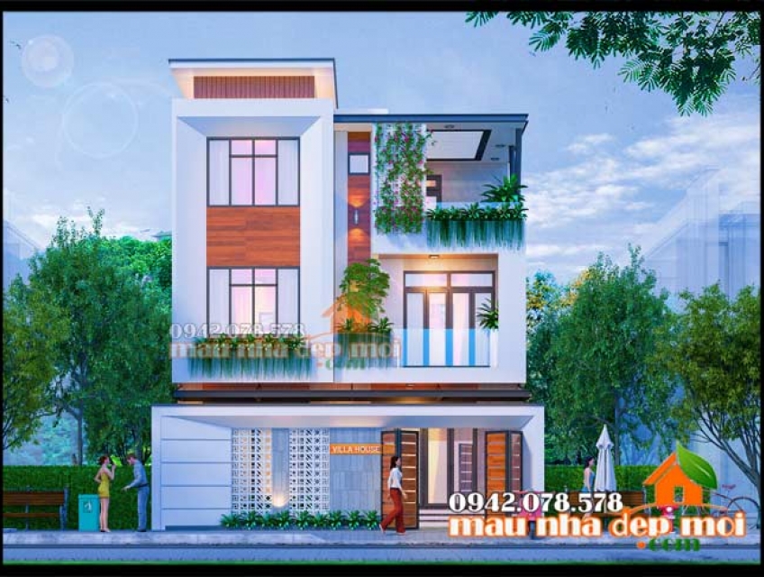Biệt thự 3 tầng đẹp hiện đại 100m2 có gara tối ưu ánh sáng tự nhiên