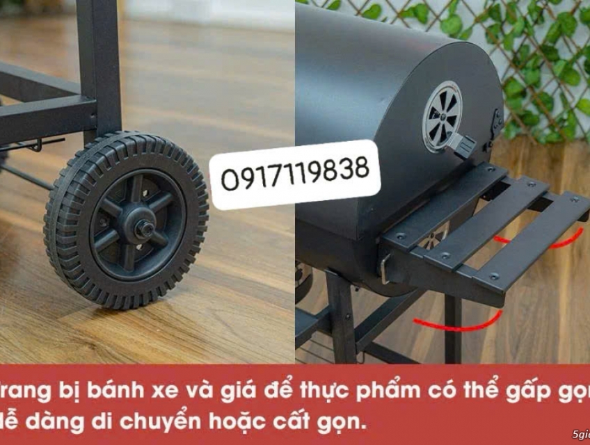 Bếp nướng than hoa ngoài trời hình chữ nhật BBQ lund, bếp nướng than
