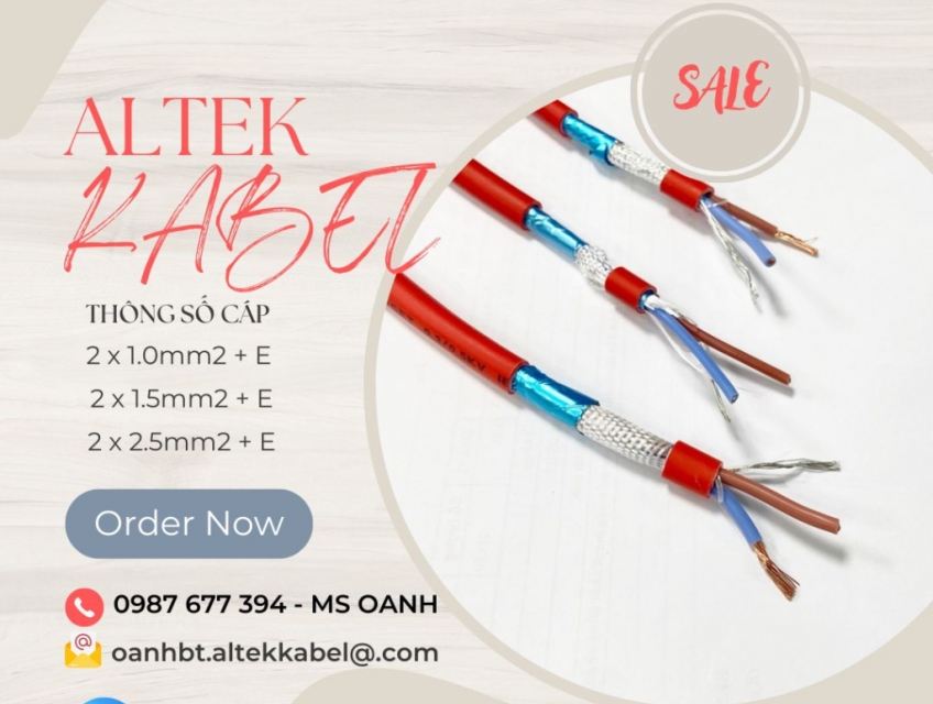 cáp chống cháy chống nhiễu 2x1.5mm