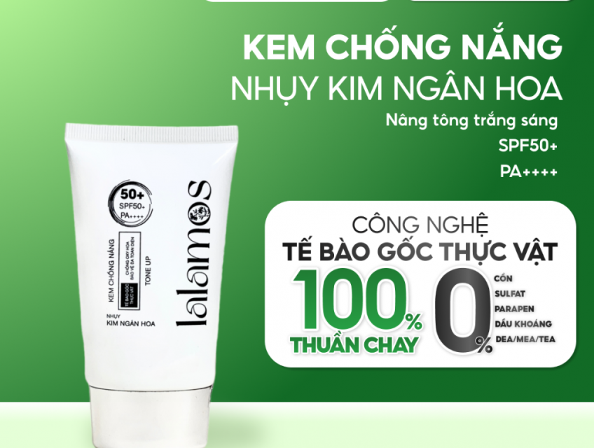 Kem chống nắng Lalamos nhụy kim ngân hoa tone up unisex SPF 50+ PA++++