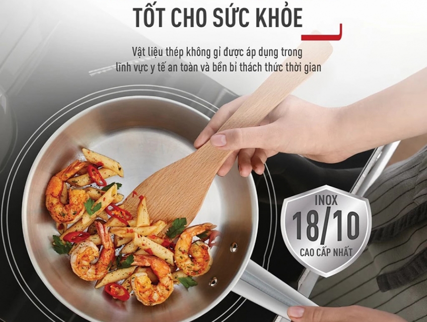Thực hiện nấu ăn dễ dàng hơn với chảo Inox cao cấp Tefal B9210655