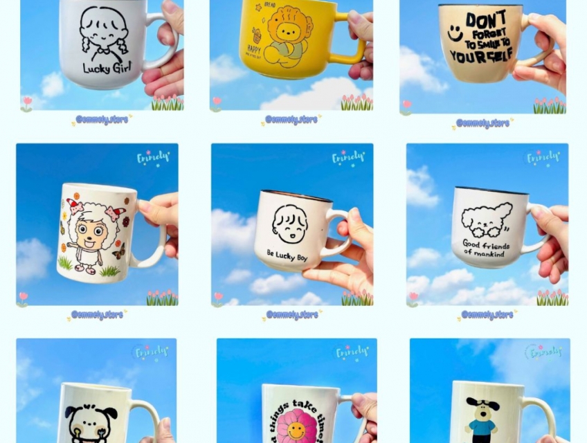 Khám Phá Bộ Sưu Tập Ly Sứ Dễ Thương – Tinh Tế Từng Chi Tiết! ☕️