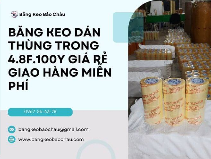 Băng Keo Dán Thùng Trong 4.8f.100y Giá Rẻ Giao Hàng Miễn Phí