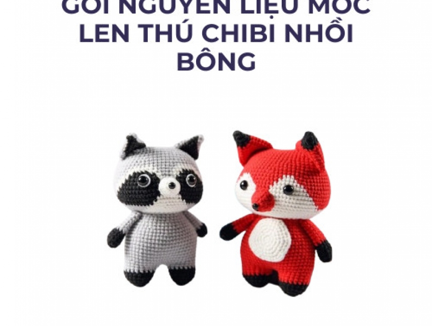 Gói nguyên liệu móc len thú chibi nhồi bông THETIS STORE
